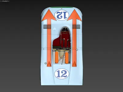 Porsche 908 - 3 1970 - Gulf Race Version Low-poly 3D model