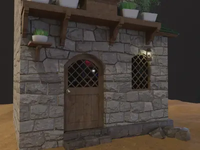 Stone House Free low-poly 3D model