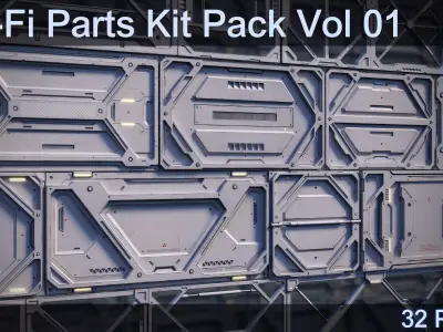 Sci-Fi Parts Kit Pack Vol 1-PBR Low-poly 3D model