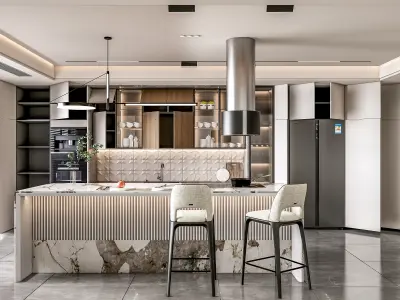 Kitchen fully parametric Resizable manufacturable 0061 3D model