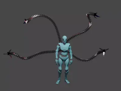 Cyborg with Four Robotic Arms Sci-Fi 3D Printable Model 3D model