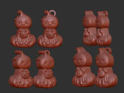 cute ghost with pumpkin hallowen decor  3D print model