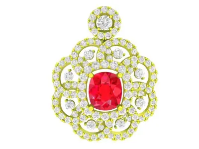 Luxury Halo Emerald Pendant 5823 3D print model