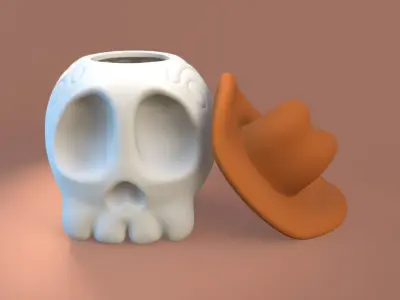 Skull with Hat -  Halloween 3D print model