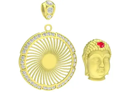Luxury Buddha Head Halo Pendant Jewelry 3879 3D print model