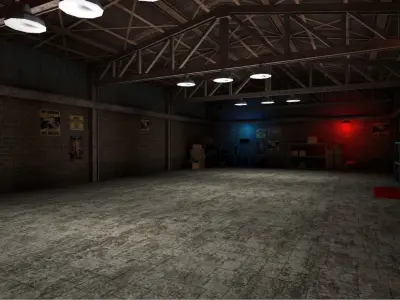 Garage for racing game Low-poly 3D model