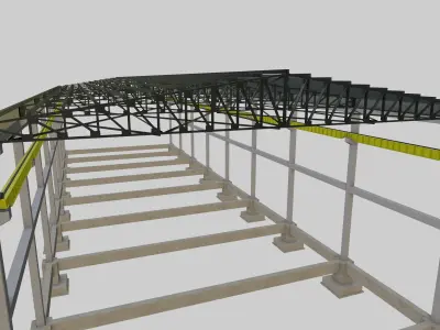 Steel Structure - Warehouse - Type-1 3D model