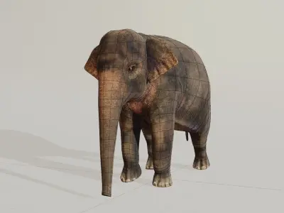 Asian elephant  Low-poly 3D model