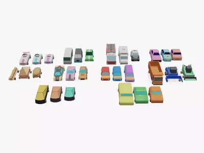 Car collection lowpoly Low-poly 3D model