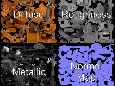 Steampunk Bronze Engine model pack Low-poly 3D model