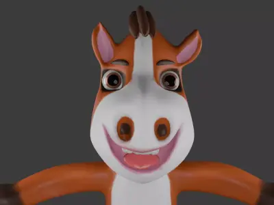 Cartoon Low Poly Horse 3D Model - Stylized and Game Ready Low-poly 3D model