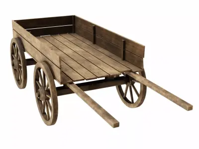 The cart 2 wooden wagon 3D model