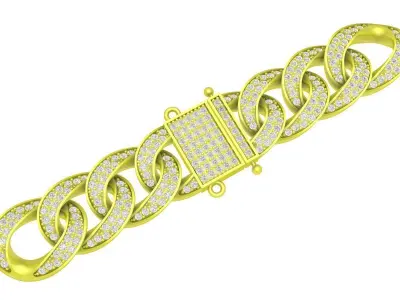Luxury Cuban Link Bracelet With Pave Clasp Jewelry 4135 3D print model