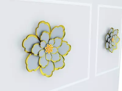 Decorative Metal stainless plants with gold   M 20 3D model