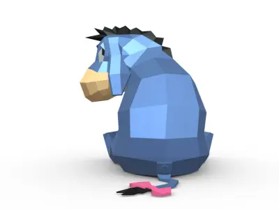 donkey low poly disney winnie pooh 3D print model