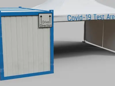 Covid-19 Testing Tent Area Low-poly 3D model