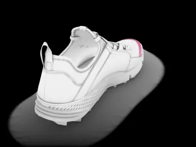 3D Shoe High and Low-poly white 3D model Low-poly 3D model