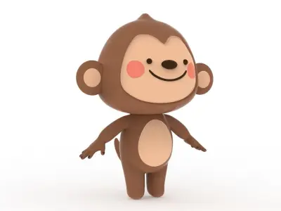 Cartoon Monkey Rigged Low-poly 3D model