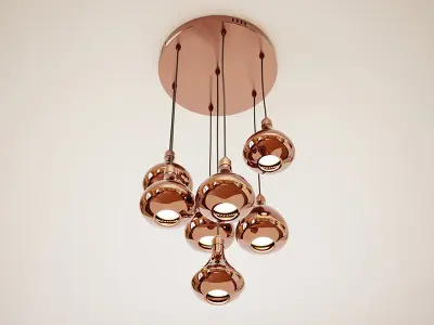 Copper Mirror Ball Pendant Light 3D model