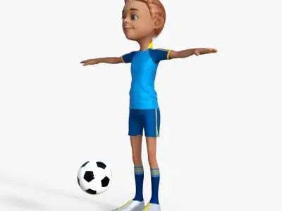 Cartoon Footballer Rigged 3D model