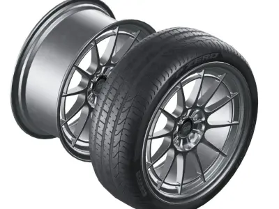 Enkei NT03-M with Pirelli P-Zero Wheels Low-poly 3D model