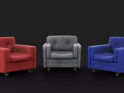 Fabric Armchair Low-poly 3D model