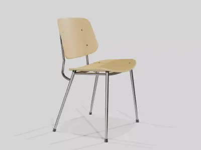Soborg Metal Base Chair-lacquered oak and Chromed Low-poly 3D model