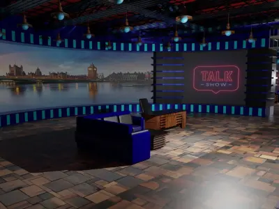 Talk Show TV Studio Low-poly 3D model