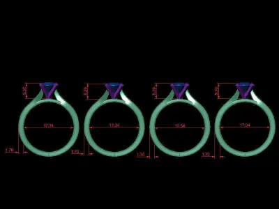 Round 0-75-CT 4 Shank Width Flat Profile 3D Model Pack