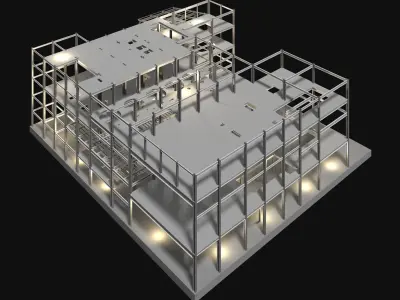 Factory structure in plan cut 25i05 3D model