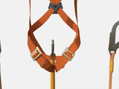 Worker Harness with rope Low-poly 3D model