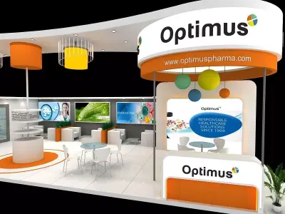 15 mtr x 6 mtr  2 side open exhibition stands 3D print model