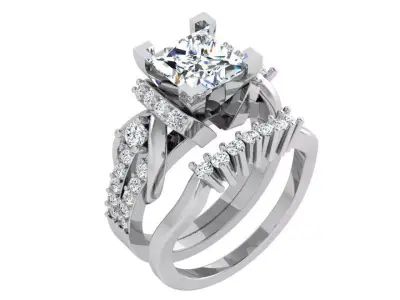 Princess Cut Diamond Luxury Ring 4330 3D print model