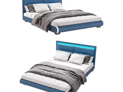 Futuristic Upholstered Bed 3D model