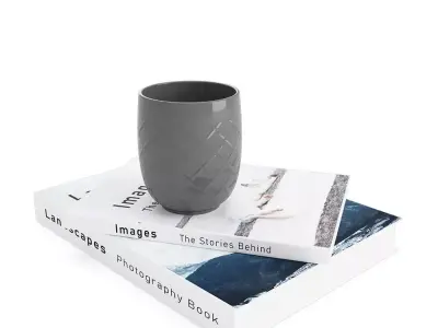 2xBooks and Cup 3D model