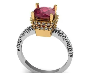ruby dimond ring 3D print model