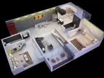 Simple 2BHK House Plan  Editable AutoCAD Drawing 884 Sq Ft  3D print model