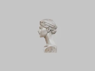 Female head Marble Statue Sculpture Low-poly 3D model