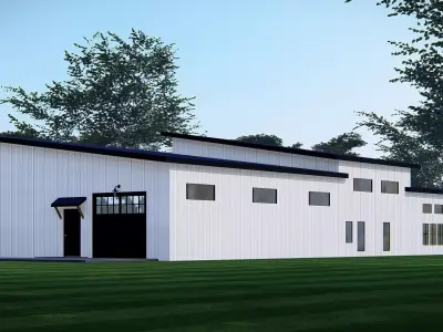 Modern American Barndominium Farmhouse 3D  Home with  Garage 3D model