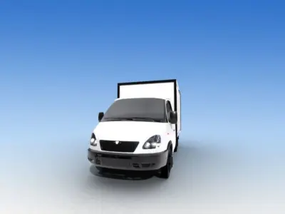 GAZ-3302 Low Poly delivery truck on sky Low-poly 3D model
