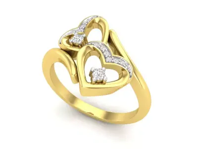 AV 505 Heart In Heart Diamond Finger Ring 3D print model