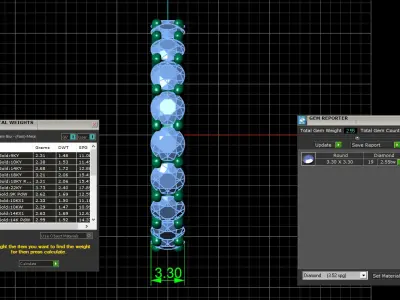 U Shaped Eternity Ring 3 point 3 mm stone size swiss 10 and EU50 3D print model