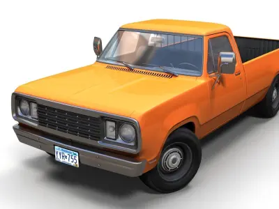 Dodge D100 1977 Low-poly 3D model