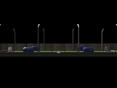 Cartoon Low Poly Mini Football Field Low-poly 3D model Low-poly 3D model