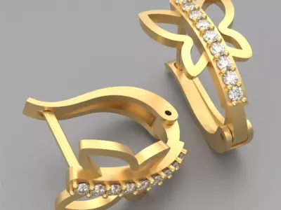 Earring Butterfly R-001 3D print model