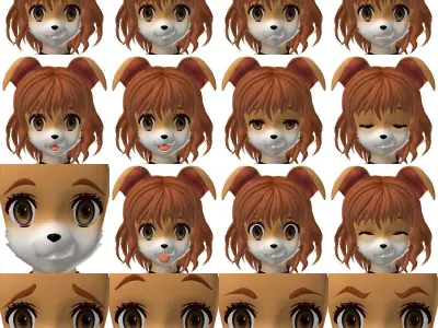 T pose rigged model of Inuko anime creature 3D model