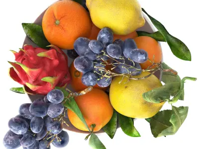 bowl of tropical fruits 03 3D model