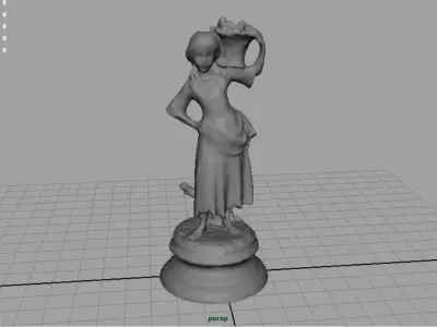 The grape picker Woman Low-poly 3D model