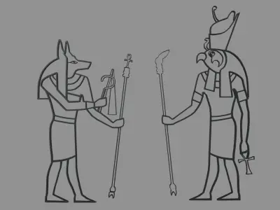 Egyptian Silhouettes Pack Low-poly 3D model