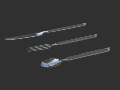 Steel Utensils  Low-poly 3D model